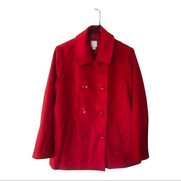 - J. Jill Women Button Down Coat Jacket Sz M Red Wool Blend - Picture 2 of 5